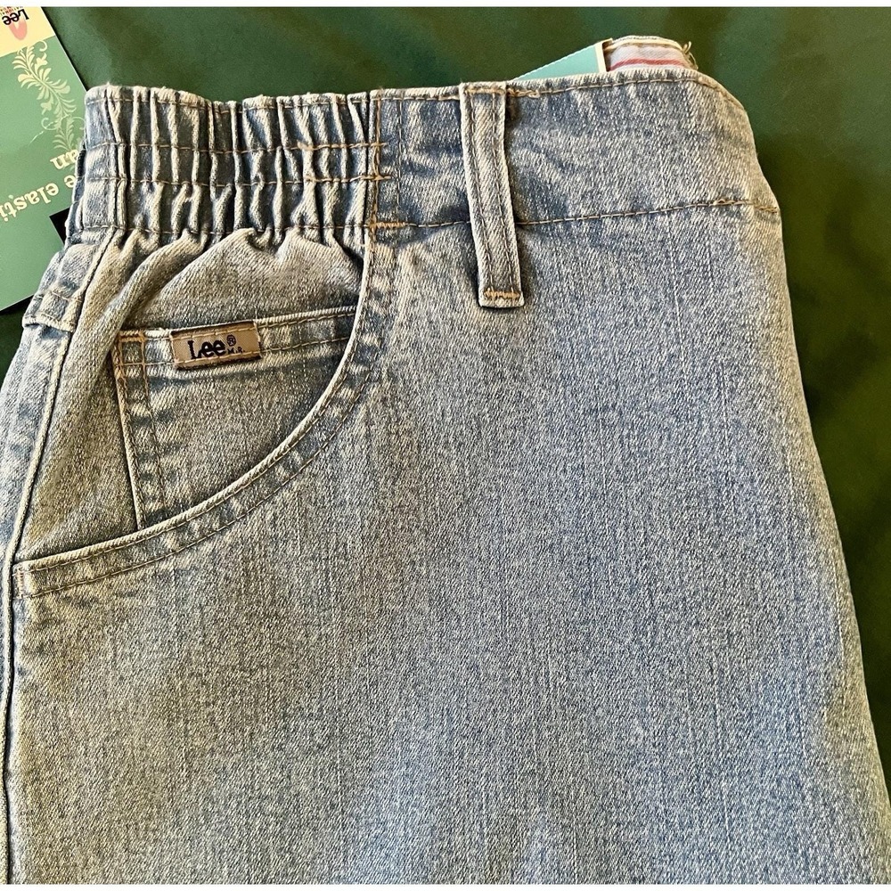 Lee Side Elastic Jeans Womens 16 Short Light Wash Stretch Tapered Leg Denim - Picture 13 of 16